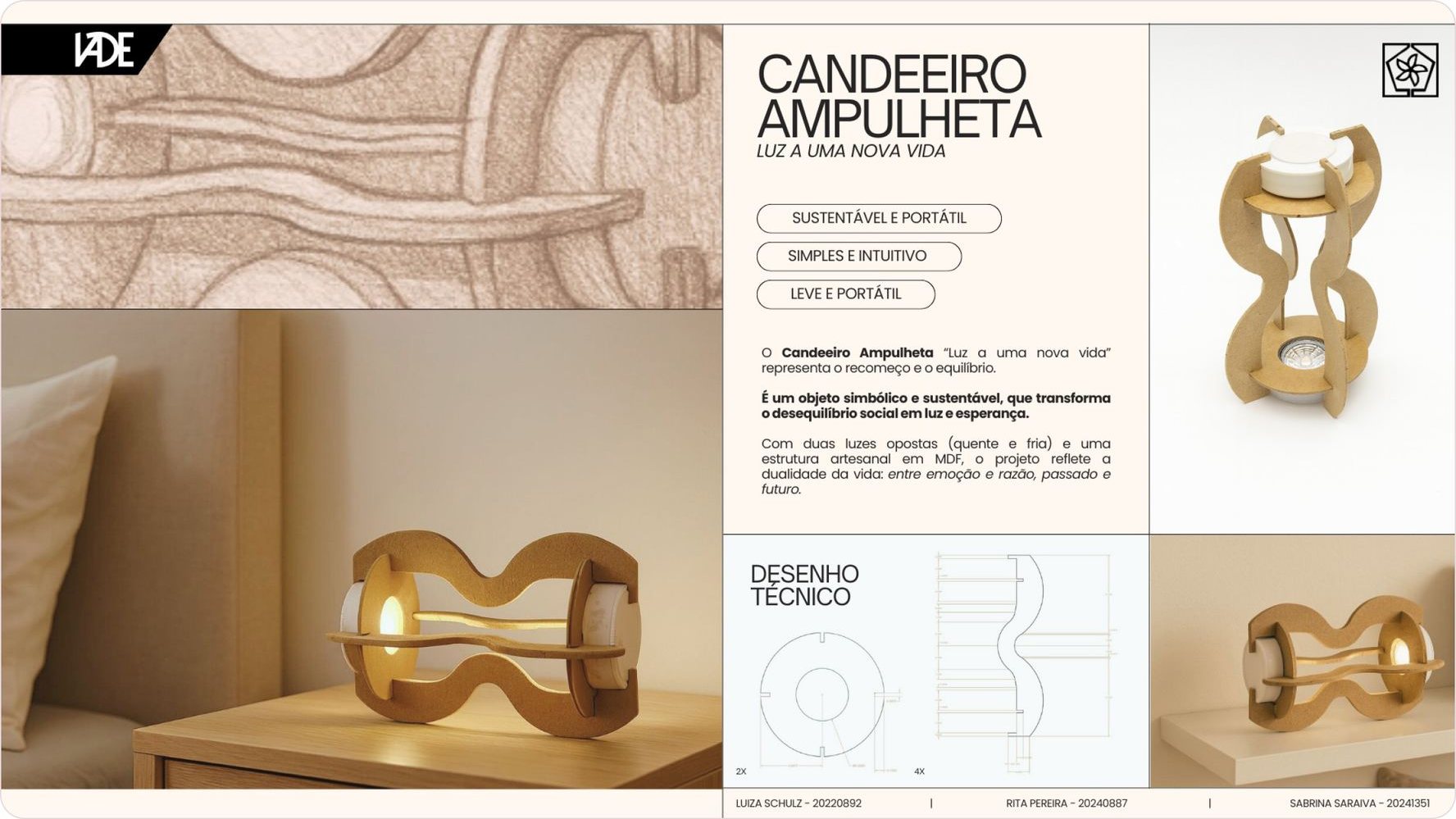 Hourglass lamp presentation board